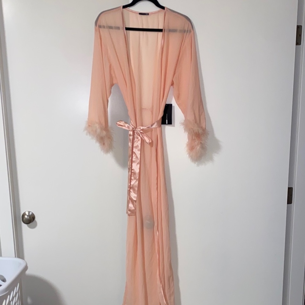 Fluffy Pink Trim Robe NWT